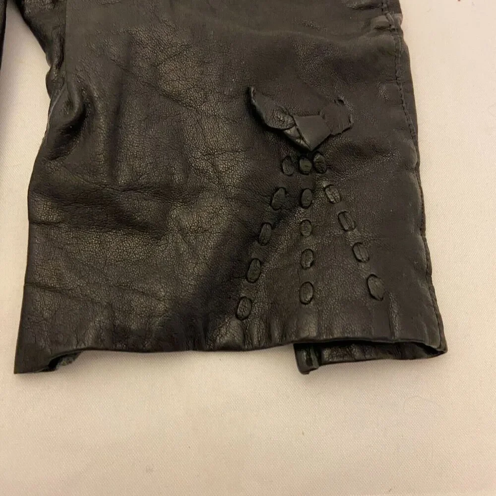 #6247 Vintage Black Leather Gloves made in Japan